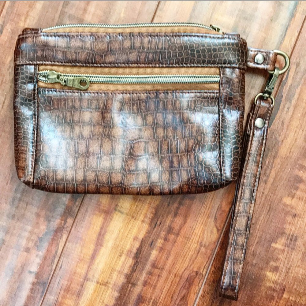 Handmade Brown Wristlet Clutch